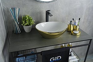 Раковина накладная Gid Esfera 41 Nc999 52229 белая, золото купить в интернет-магазине Sanbest