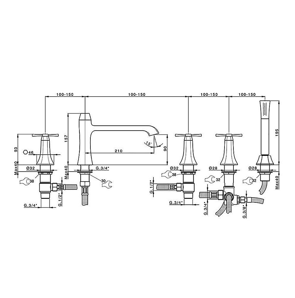 Смеситель для ванны Cisal Cherie CX0002606T купить в интернет-магазине сантехники Sanbest