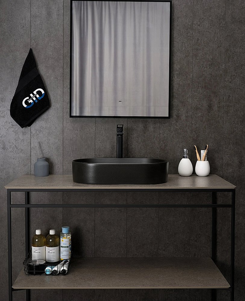 Раковина накладная Gid Lago 52,5 N9020bg 53379 черная графит купить в интернет-магазине Sanbest