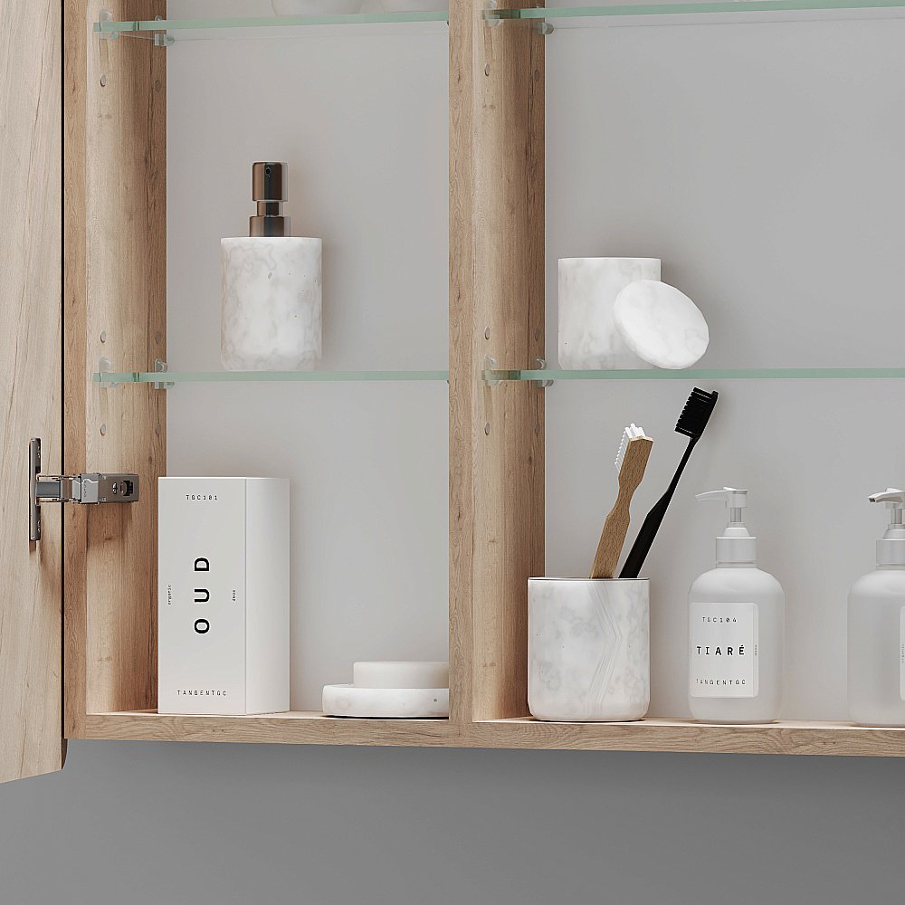 Зеркальный шкаф Sancos Mirror MI90EG дуб галифакс натуральный купить в интернет-магазине сантехники Sanbest