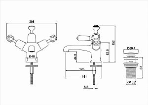 Смеситель для раковины Burlington KE6-QT купить в интернет-магазине сантехники Sanbest