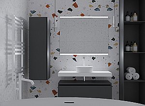 Тумба с раковиной и столешницей Armadi Art Flat 100 антрацит матовый для ванной в интернет-магазине Sanbest