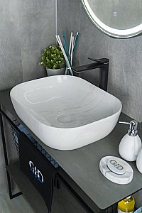 Раковина накладная Gid Geometrico 50 K397D9 53322 серый мрамор купить в интернет-магазине Sanbest