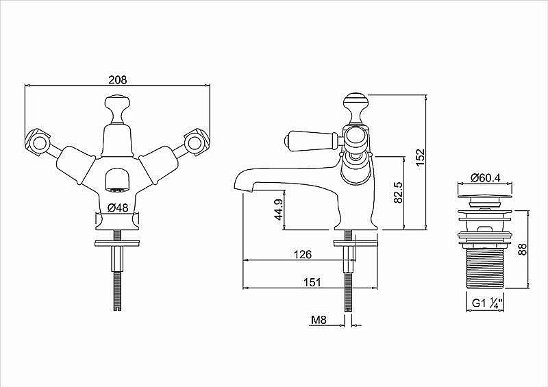 Смеситель для раковины Burlington KE6-QT купить в интернет-магазине сантехники Sanbest