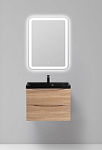 Тумба с раковиной BelBagno MARINO 60 белый дуб/черная раковина для ванной в интернет-магазине Sanbest