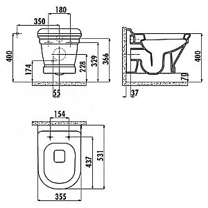 Унитаз подвесной CREAVIT ANTIK AN320-11CB00E белый купить в интернет-магазине Sanbest