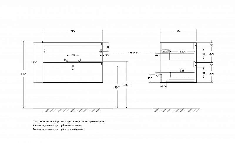 Тумба с раковиной BelBagno 75 KRAFT-750-2C-SO-AO+CZR-8070-75 голубая матовая для ванной в интернет-магазине Sanbest