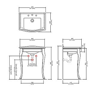 Консоль с раковиной Devon&Devon Lady 70 1 отверстие под смеситель для ванной в интернет-магазине сантехники Sanbest