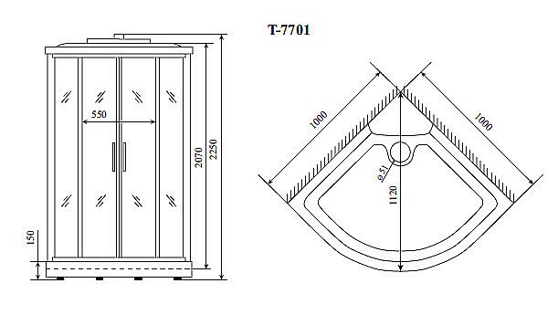 Душевая кабина Timo LUX T 7701 100x100 купить в интернет-магазине Sanbest