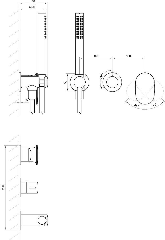 Смеситель для душа Ravak Spring X070534 хром купить в интернет-магазине сантехники Sanbest