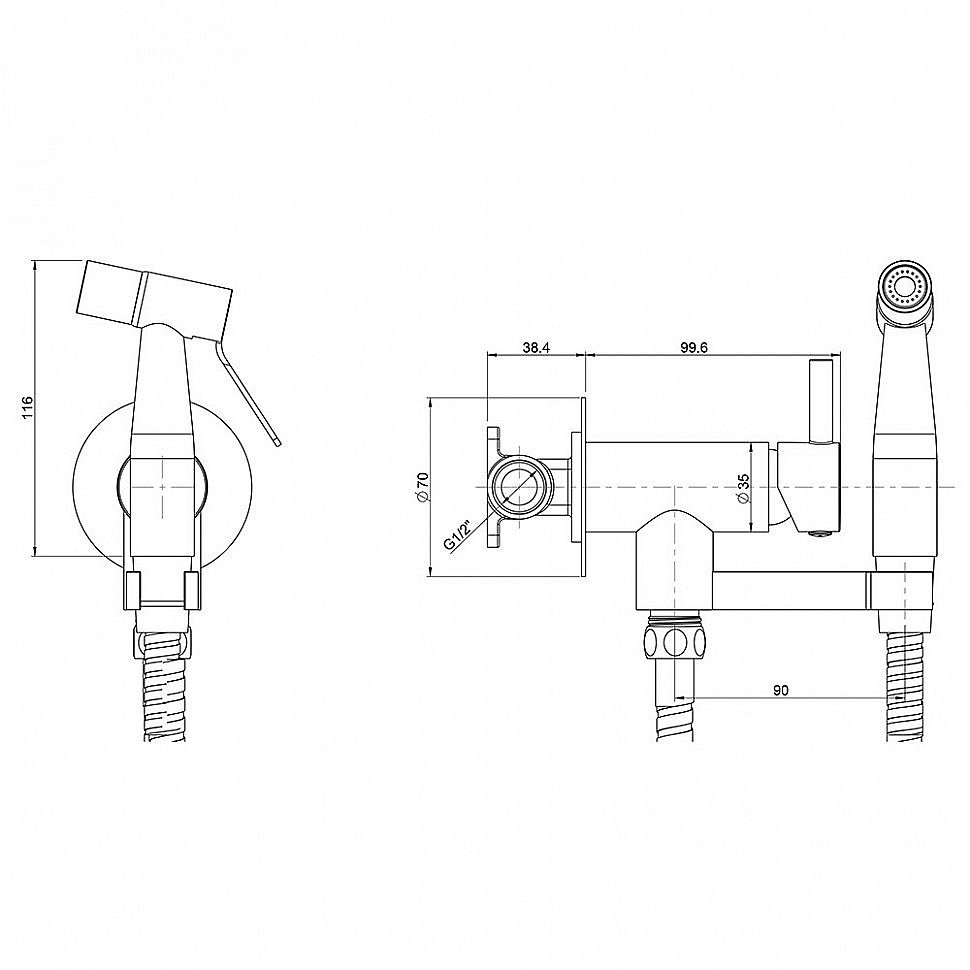 Гигиенический душ PAINI Isola ISCR442 хром купить в интернет-магазине сантехники Sanbest