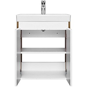 Тумба с раковиной Акватон Сканди Doors 55 белая/дуб рустикальный для ванной в интернет-магазине Sanbest