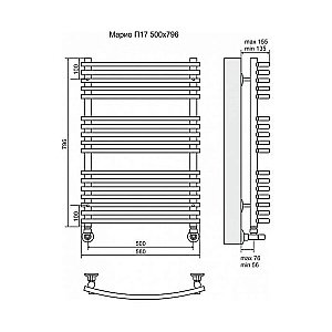 Полотенцесушитель водяной Terminus Марио П17 500x796 купить в интернет-магазине сантехники Sanbest