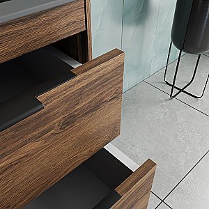 Тумба с раковиной Vincea Chiara 2D 60 VMC-2C2600CO/VCB-13600G тёмный дуб/раковина серая для ванной в интернет-магазине Sanbest