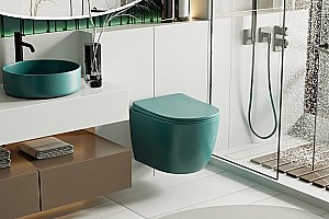 Унитаз подвесной ABBER Bequem AC1101MBG с крышкой микролифт, безободковый, зеленый матовый купить в интернет-магазине Sanbest