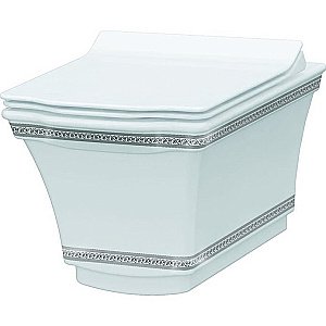 Подвесной унитаз с декором Chrome Boheme Hermitage 951-CR белый/хром купить в интернет-магазине Sanbest