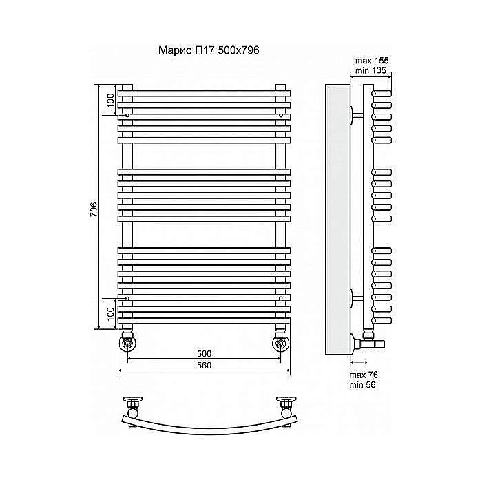 Полотенцесушитель водяной Terminus Марио П17 500x796 купить в интернет-магазине сантехники Sanbest