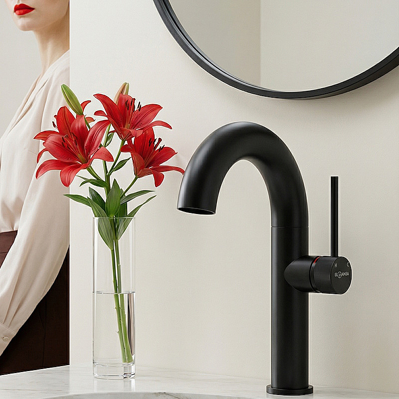 Смеситель для раковины Elghansa RADIANT XQ 1647181-Black черный матовый купить в интернет-магазине сантехники Sanbest