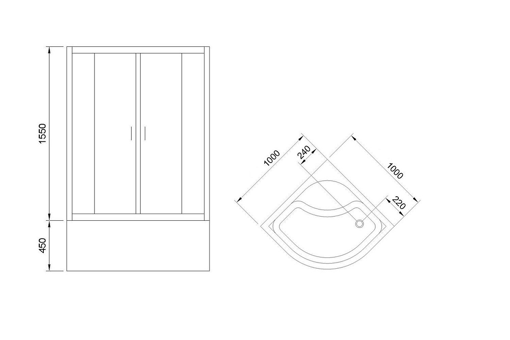 Душевое ограждение Royal Bath RB-L-3001-1 100х100 купить в интернет-магазине Sanbest