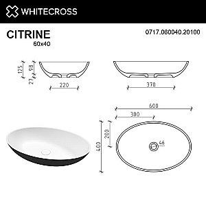 Раковина накладная WhiteCross Citrine 60 0717.060040.20100 черная матовая, белая матовая купить в интернет-магазине Sanbest
