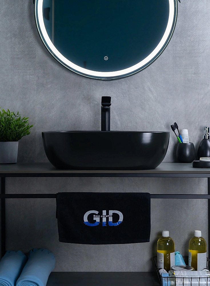 Раковина накладная Gid Geometrico 50 Bm1302 53348 черная матовая купить в интернет-магазине Sanbest