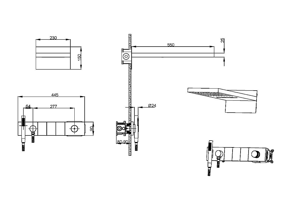 Душевая система Boheme ZODIAC 132-2-GM графит купить в интернет-магазине сантехники Sanbest