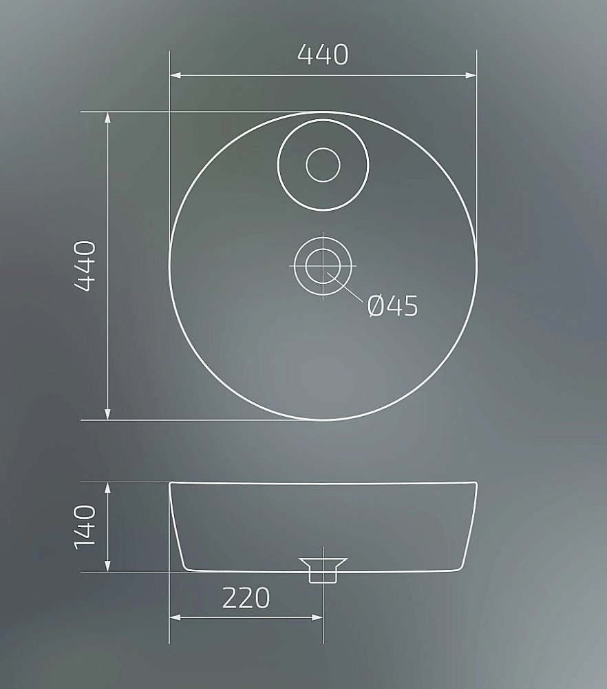 Раковина накладная Gid Esfera 44 D1306 51181 белая купить в интернет-магазине Sanbest