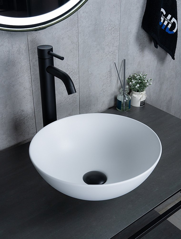 Раковина накладная Gid 9081wm белая матовая купить в интернет-магазине Sanbest