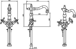 Смеситель для раковины Boheme Royal Cristal 292-Royal/CRST black золото/Preciosa купить в интернет-магазине сантехники Sanbest