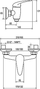Смеситель для душа Ravak Susan SN 032.00/150 купить в интернет-магазине сантехники Sanbest