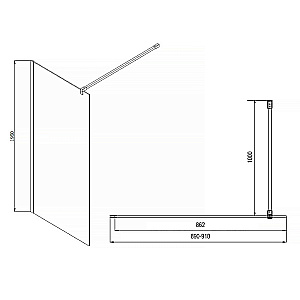 Душевое ограждение Azario CHICAGO Walk-in 90 AZ-NAR6310 стекло прозрачное/профиль черный купить в интернет-магазине Sanbest