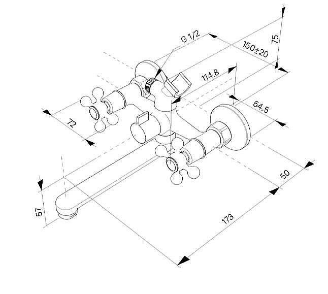 Смеситель для ванны Milardo Duplex DUPSB02M02 хром купить в интернет-магазине сантехники Sanbest