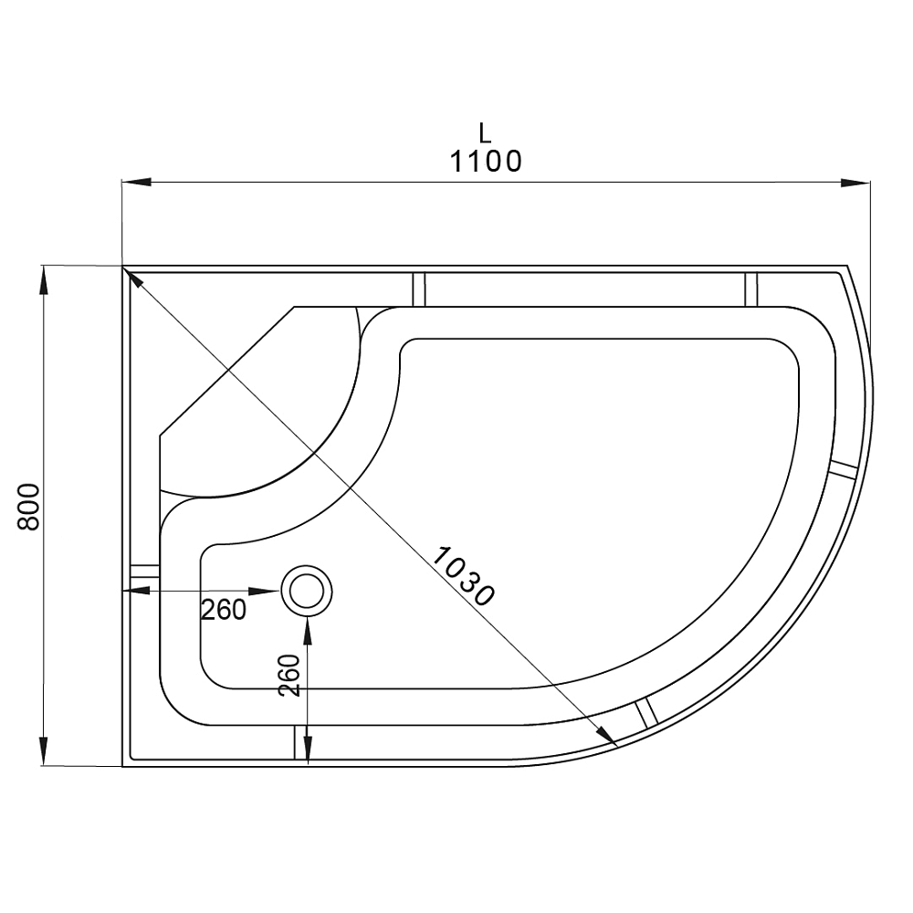 Душевая кабина Deto ЕМ4511 N 110х80 купить в интернет-магазине Sanbest