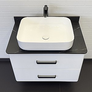 Тумба с раковиной Comforty Амстердам 75 белый глянец для ванной в интернет-магазине Sanbest