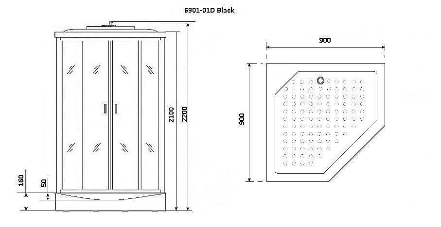 Душевая кабина Niagara Premium NG- 6901-01D BLACK 90x90 купить в интернет-магазине Sanbest