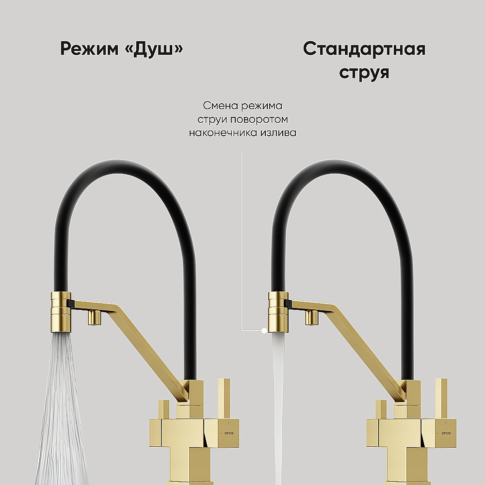 Смеситель для кухни Sancos Loro SC4007BG брашированное золото купить в интернет-магазине сантехники Sanbest