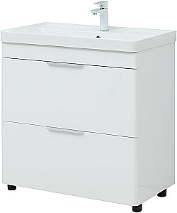 Тумба с раковиной Aquanet Ирис new 80 напольная белый глянец для ванной в интернет-магазине Sanbest