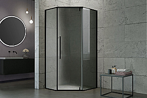 Душевое уголок Royal Bath FATO RB 90TR-T-BL 90х90 стекло прозрачное/профиль черный купить в интернет-магазине Sanbest