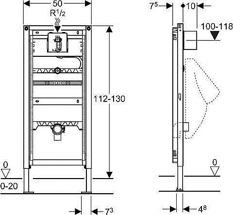 Система инсталляции для писсуаров Geberit Duofix 111.686.00.2 купить в интернет-магазине сантехники Sanbest