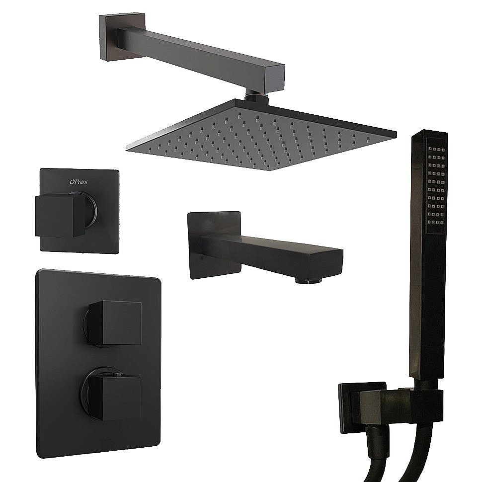 Душевая система PAINI Grazia 21PZSET36911THSHBATH черная матовая купить в интернет-магазине сантехники Sanbest