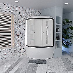 Душевой бокс Радомир Лаура 128х128 1-04-6-0-0-0830 стекло прозрачное/профиль черный/крыша сендвич купить в интернет-магазине Sanbest