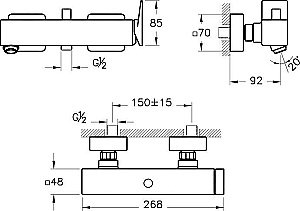 Смеситель для ванны VitrA Brava A42613EXP купить в интернет-магазине сантехники Sanbest