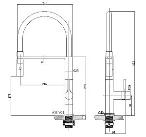 Смеситель для кухни Vincea VKF-114MB черный матовый купить в интернет-магазине сантехники Sanbest