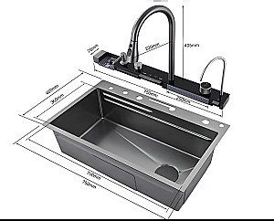 Кухонная мойка CeruttiSpa Gloria II 75 10356 серая купить в интернет-магазине сантехники Sanbest