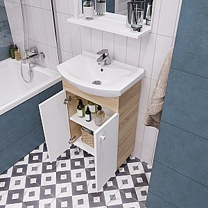 Мебель для ванной Grossman ЭКО 60 106052-2 с зеркалом, белый/светлое дерево для ванной в интернет-магазине Sanbest