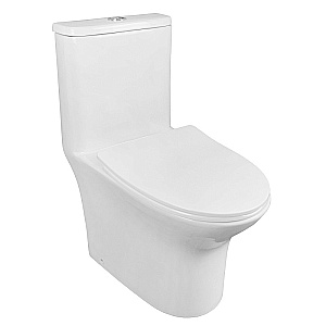 Унитаз моноблок Azario Sente AZ-8614 белый, безободковый, с крышкой микролифт купить в интернет-магазине Sanbest