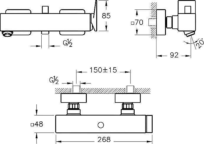 Смеситель для ванны VitrA Brava A42613EXP купить в интернет-магазине сантехники Sanbest