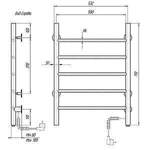 Полотенцесушитель Domoterm Аврора DMT 109-5 53x71 BOX EK R купить в интернет-магазине сантехники Sanbest
