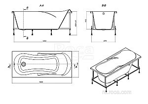 Ванна Roca Uno ZRU9302869 160х75 купить в интернет-магазине Sanbest