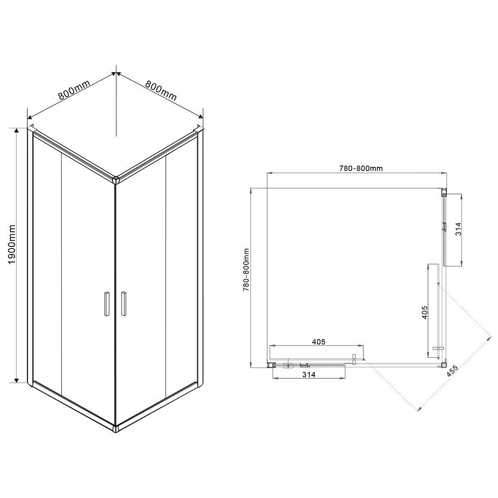 Душевой уголок Vincea Garda VSS-1G800CH 80x80 купить в интернет-магазине Sanbest